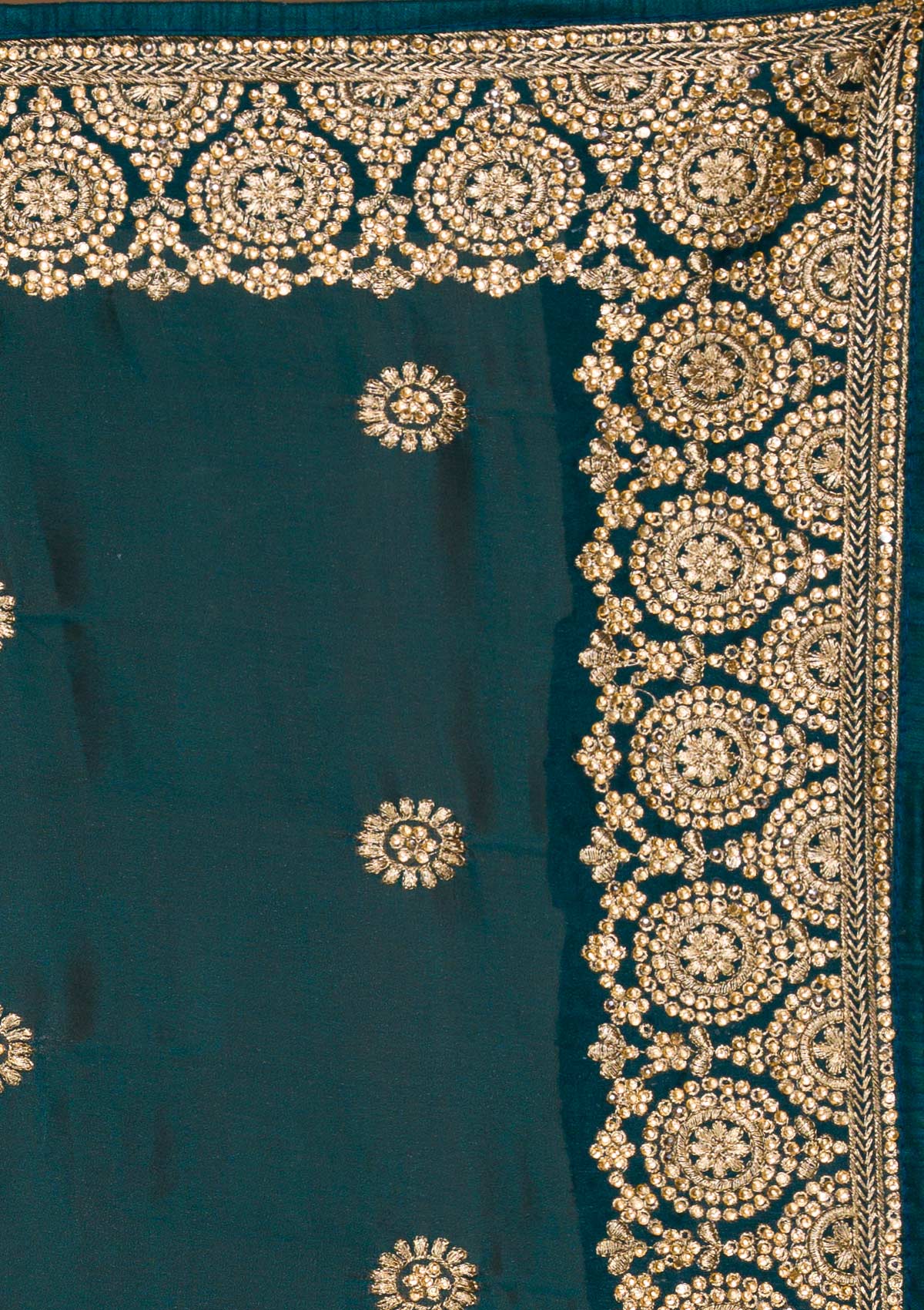 Buy Peacock Blue Zari Work Raw Silk Saree - Koskii