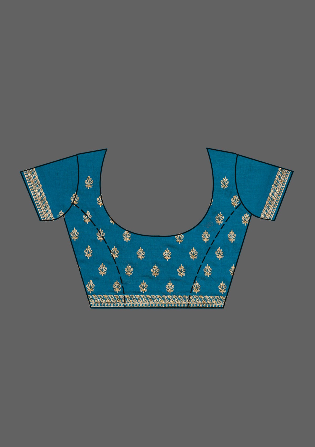 Peacock Blue Zariwork Semi Crepe Saree-Koskii