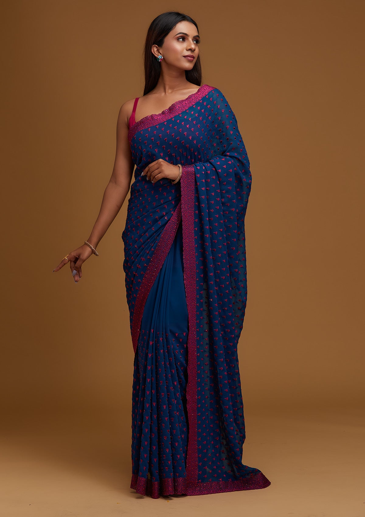 Peacock Blue Pure Kanjivaram Silk Saree