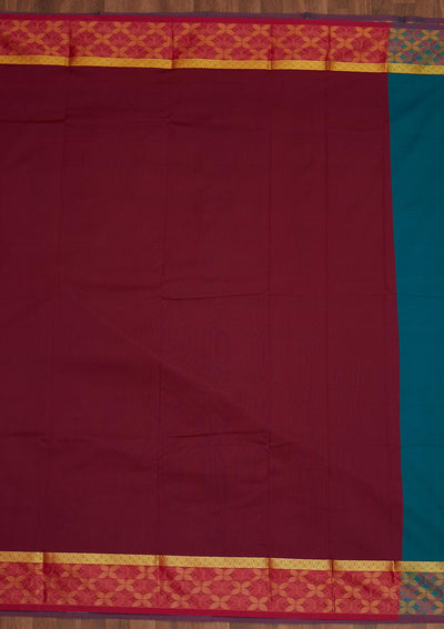 Peacock Green Zariwork Art Silk Saree - Koskii