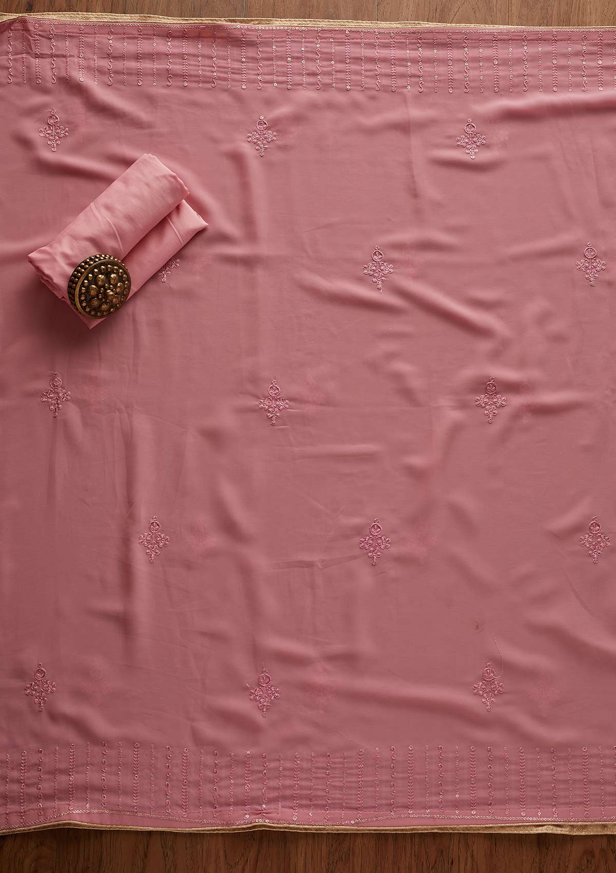 Pink Cutdana Georgette Designer Semi-Stitched Salwar Suit - Koskii