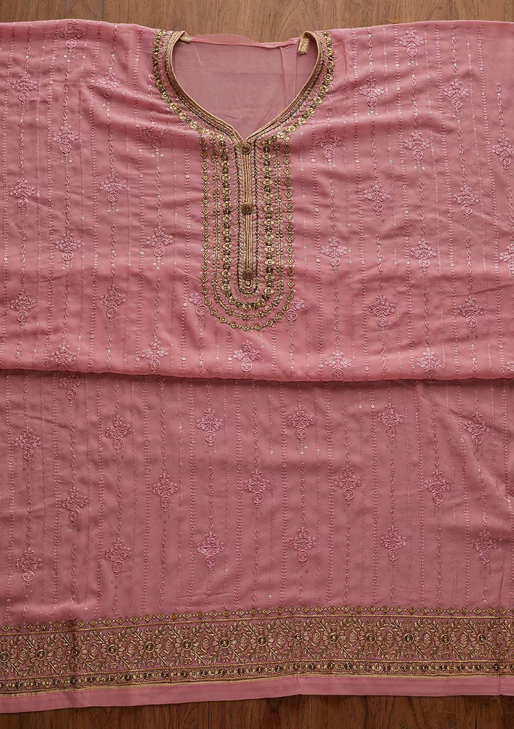 Pink Cutdana Georgette Designer Semi-Stitched Salwar Suit - Koskii