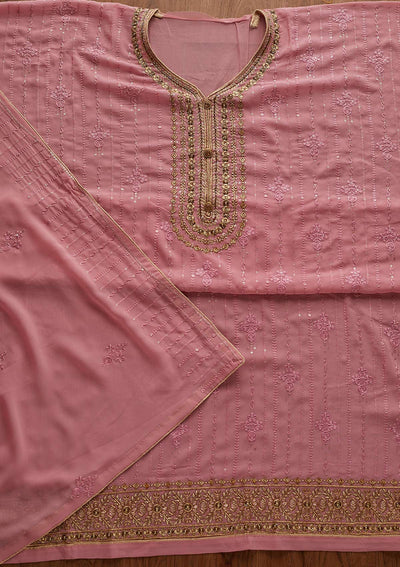 Pink Cutdana Georgette Designer Semi-Stitched Salwar Suit - Koskii