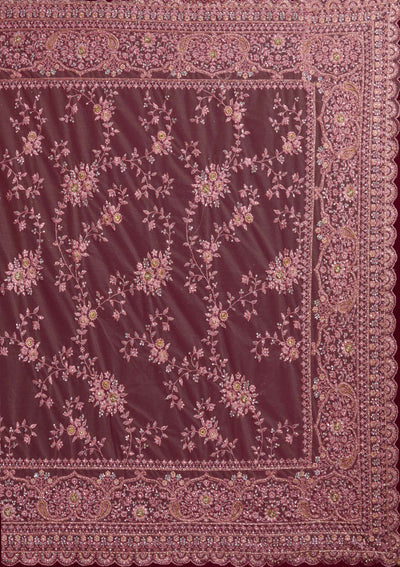 Pink Cutdana Net Designer Saree - koskii