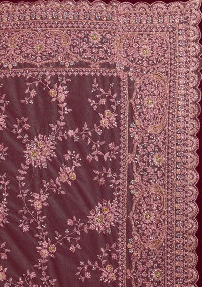 Pink Cutdana Net Designer Saree - koskii