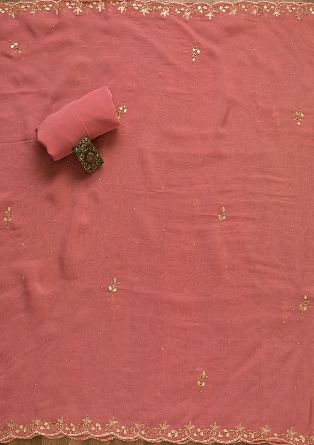 Pink Gotapatti Organza Unstitched Salwar Suit-Koskii