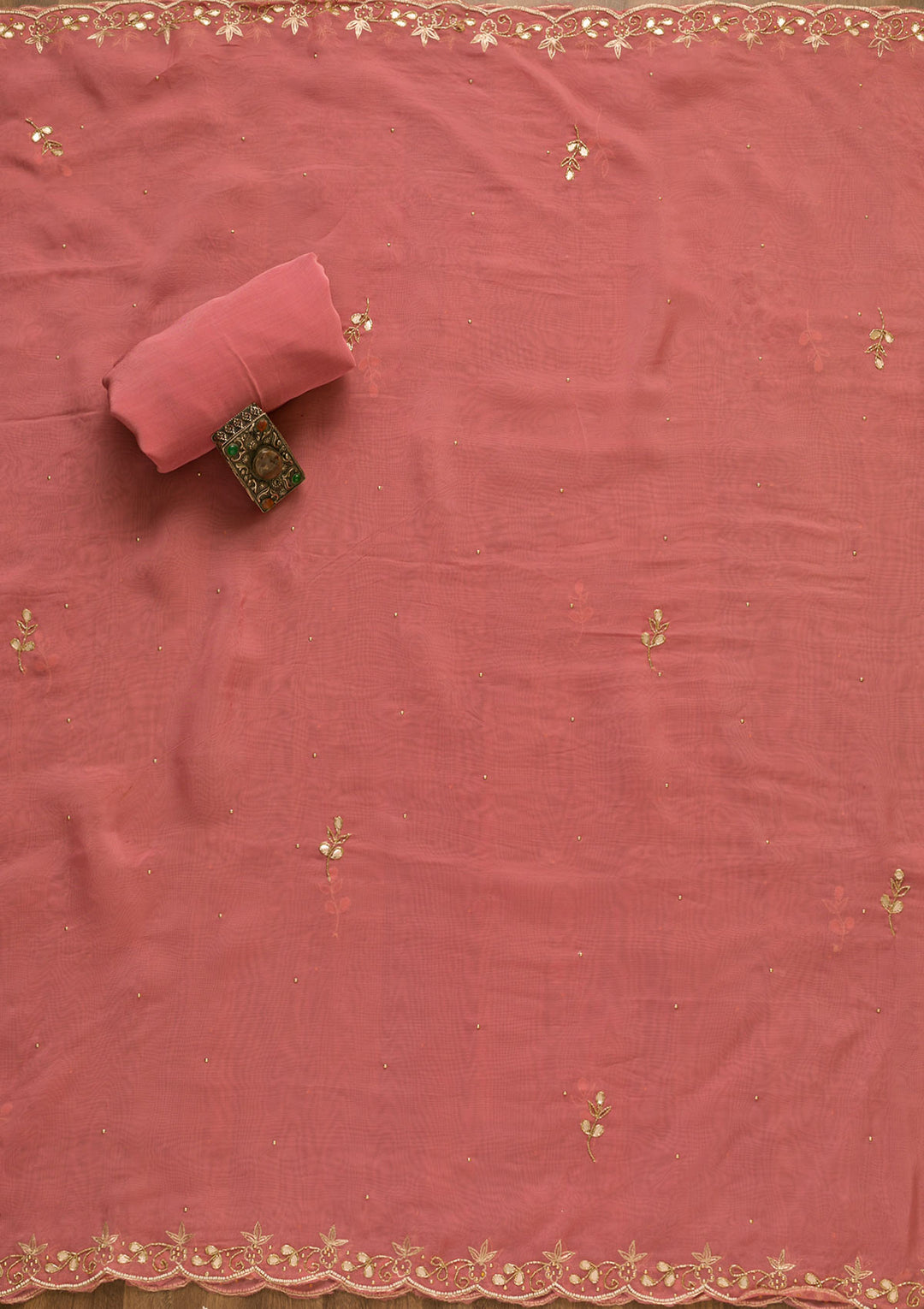 Pink Gotapatti Organza Unstitched Salwar Suit-Koskii
