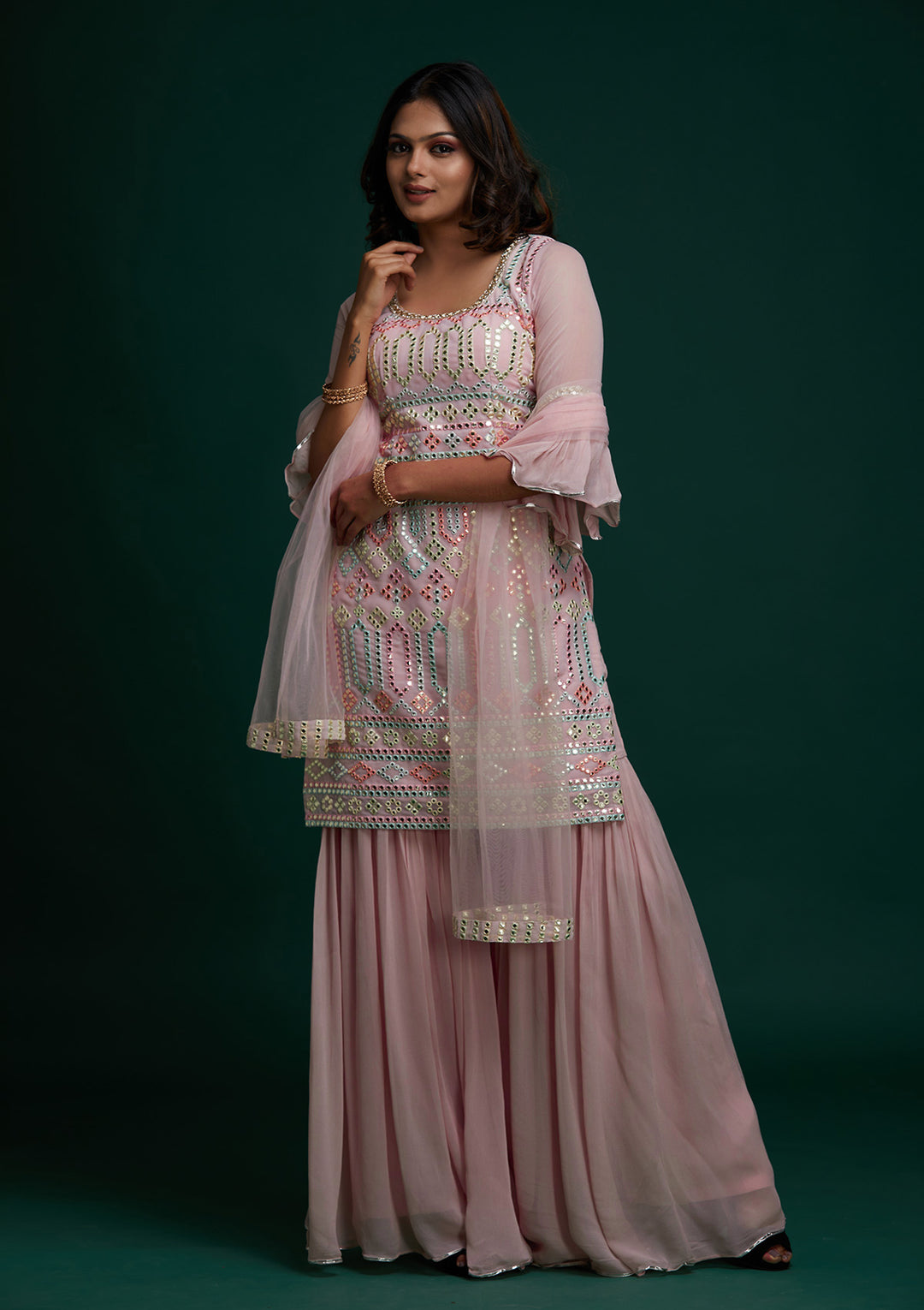 Pink Gotapatti Georgette Designer Salwar Suit - Koskii