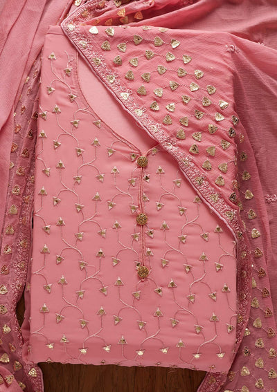 Pink Gotapatti Georgette Designer Unstitched Salwar Suit - koskii