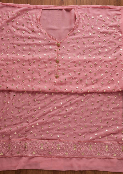 Pink Gotapatti Georgette Designer Unstitched Salwar Suit - koskii
