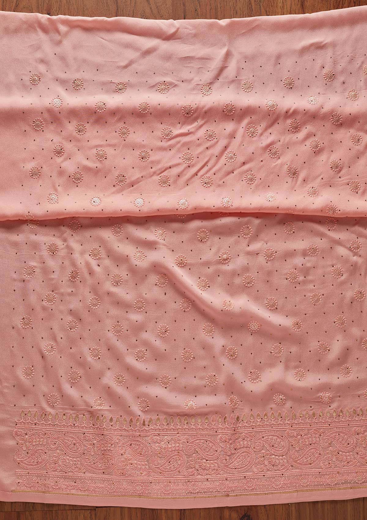 Pink Gotapatti Semi Crepe Designer Unstitched Salwar Suit - koskii