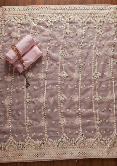 Pink Mirrorwork Georgette Designer Unstitched Salwar Suit - koskii