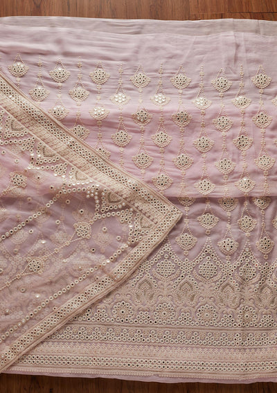 Pink Mirrorwork Georgette Designer Unstitched Salwar Suit - koskii