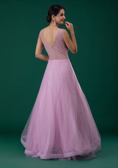 Lavender Mirrorwork Net Designer Gown-Koskii