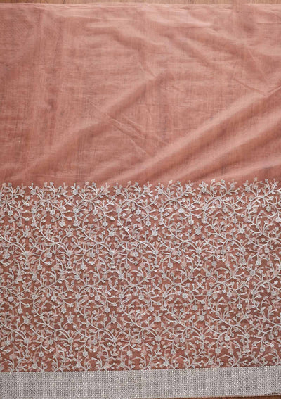 Pink Silver Zariwork Net Designer Saree - koskii