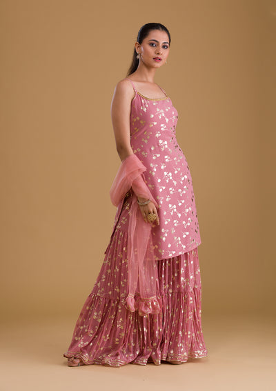Pink Print Georgette Designer Salwar Suit-Koskii