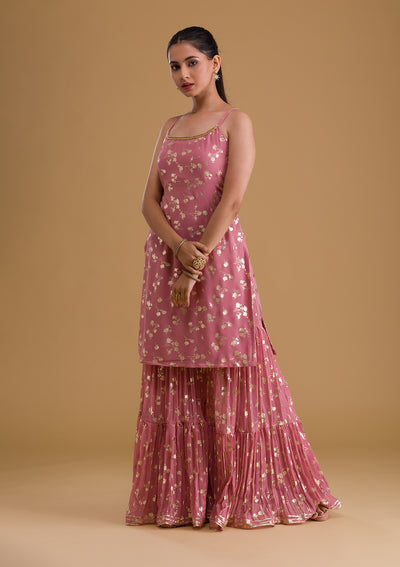 Pink Print Georgette Designer Salwar Suit-Koskii