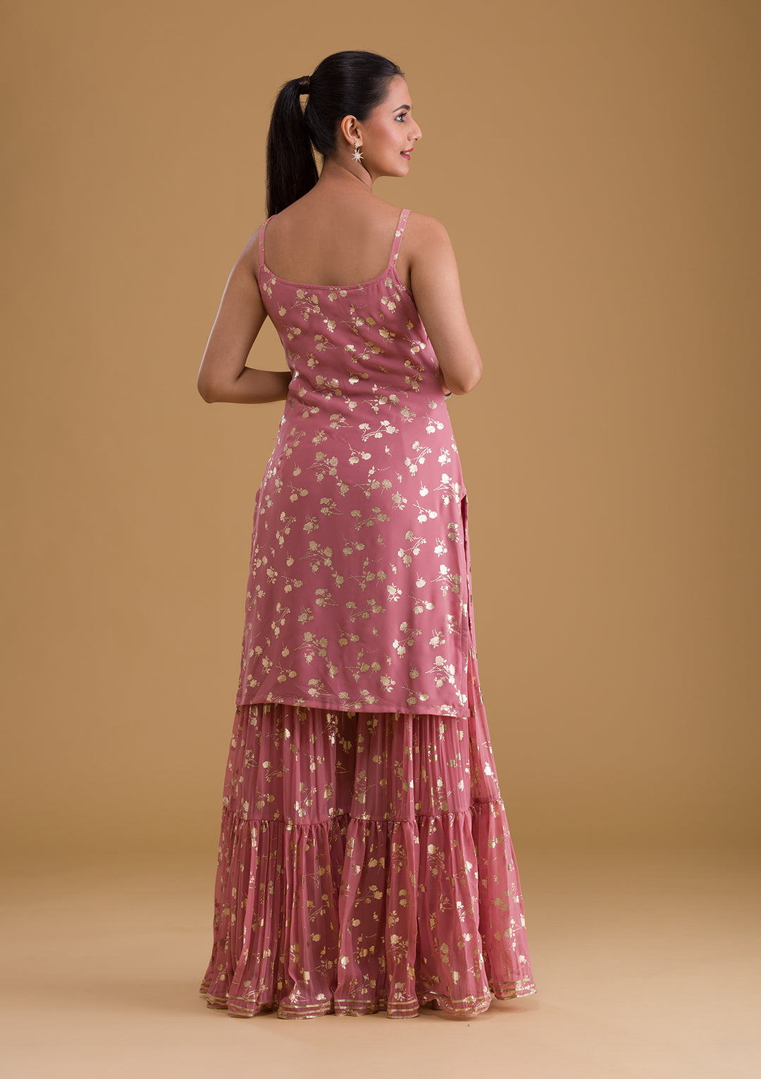 Pink Print Georgette Designer Salwar Suit-Koskii