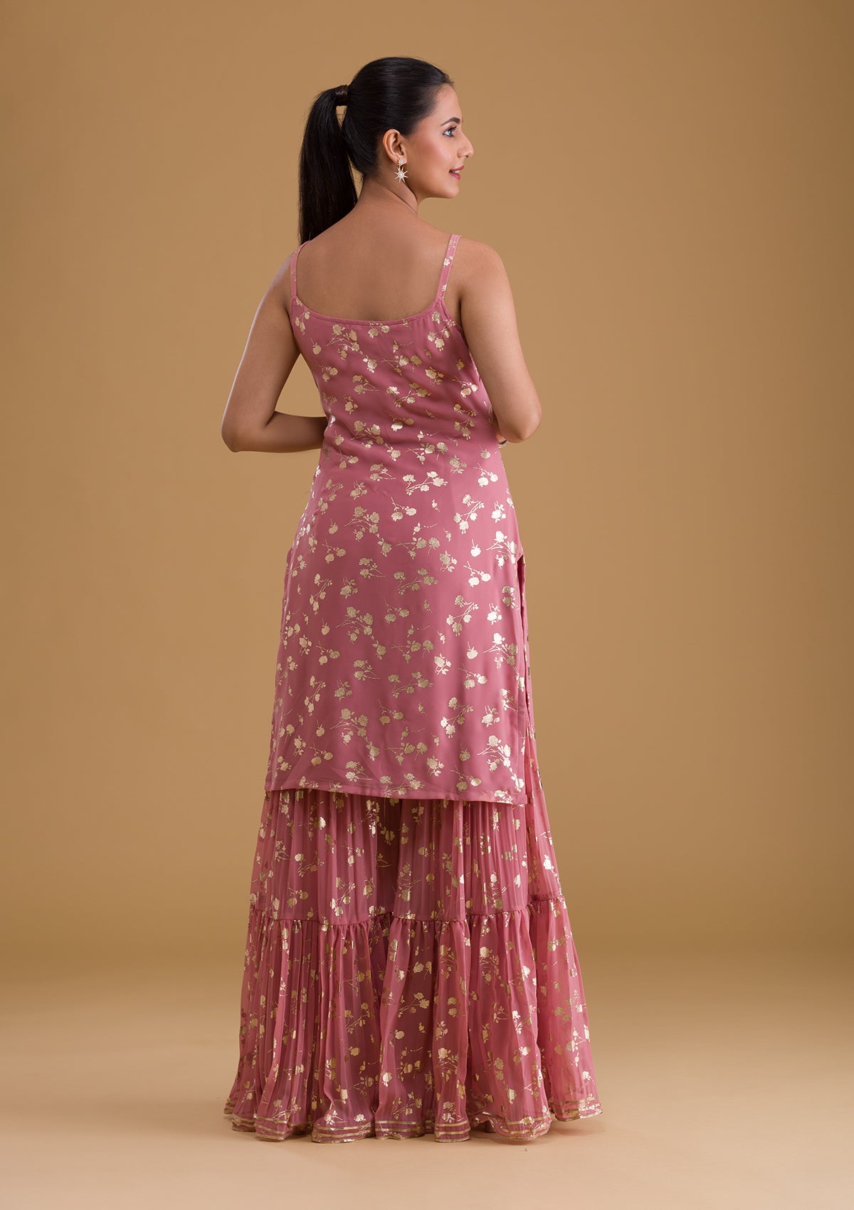 Pink Print Georgette Designer Salwar Suit-Koskii
