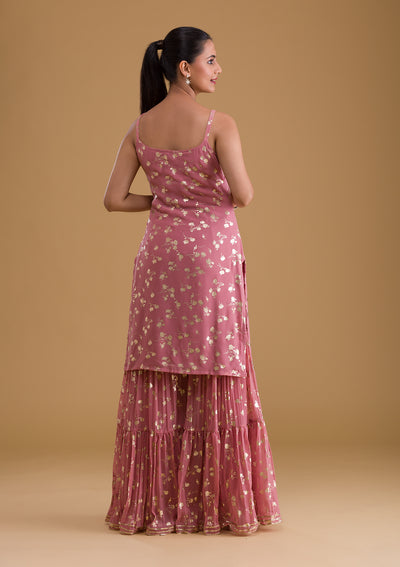 Pink Print Georgette Designer Salwar Suit-Koskii