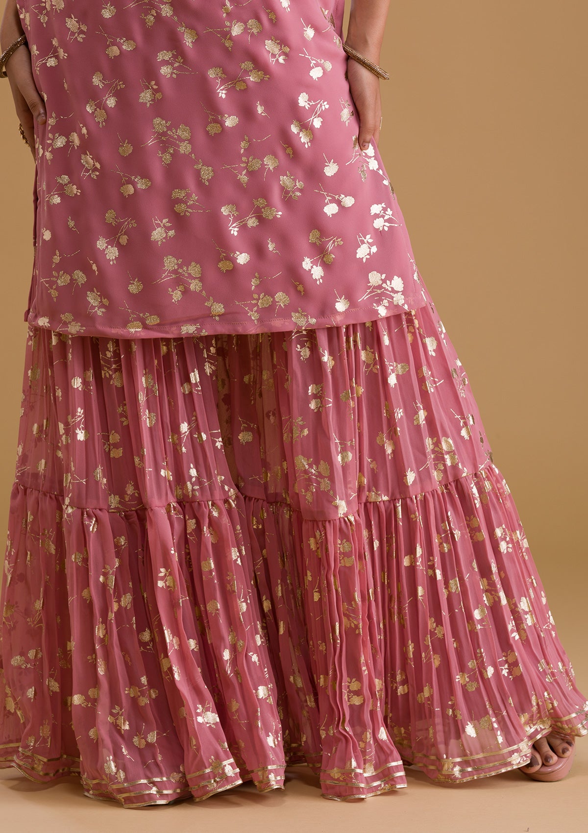 Pink Print Georgette Designer Salwar Suit-Koskii