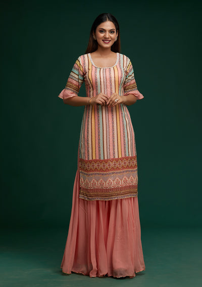 Pink Sequins Georgette Designer Salwar Suit - Koskii