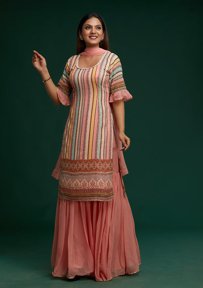 Pink Sequins Georgette Designer Salwar Suit - Koskii