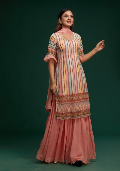 Pink Sequins Georgette Designer Salwar Suit - Koskii