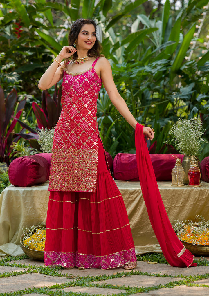 Pink Sequins Georgette Readymade Salwar Suit-Koskii