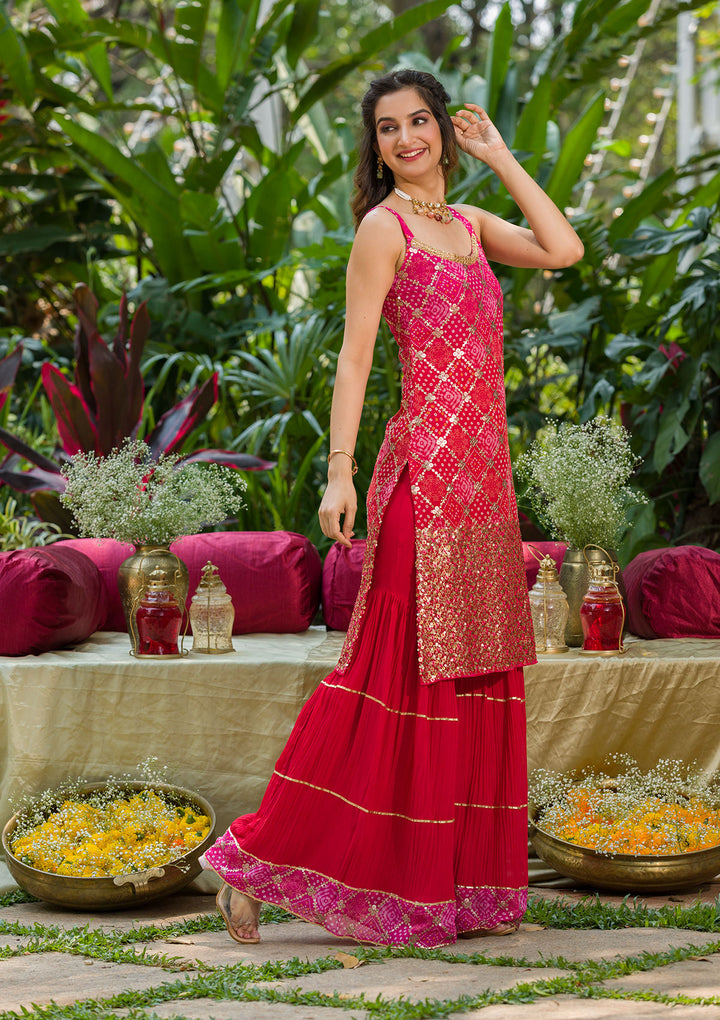 Pink Sequins Georgette Readymade Salwar Suit-Koskii
