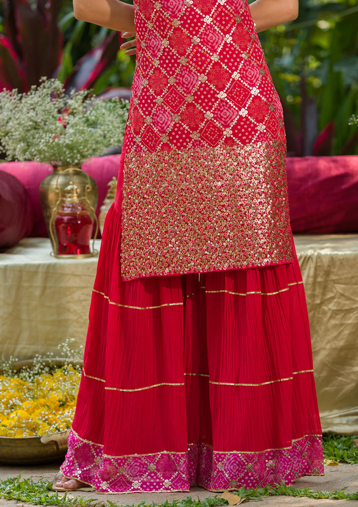 Pink Sequins Georgette Readymade Salwar Suit-Koskii