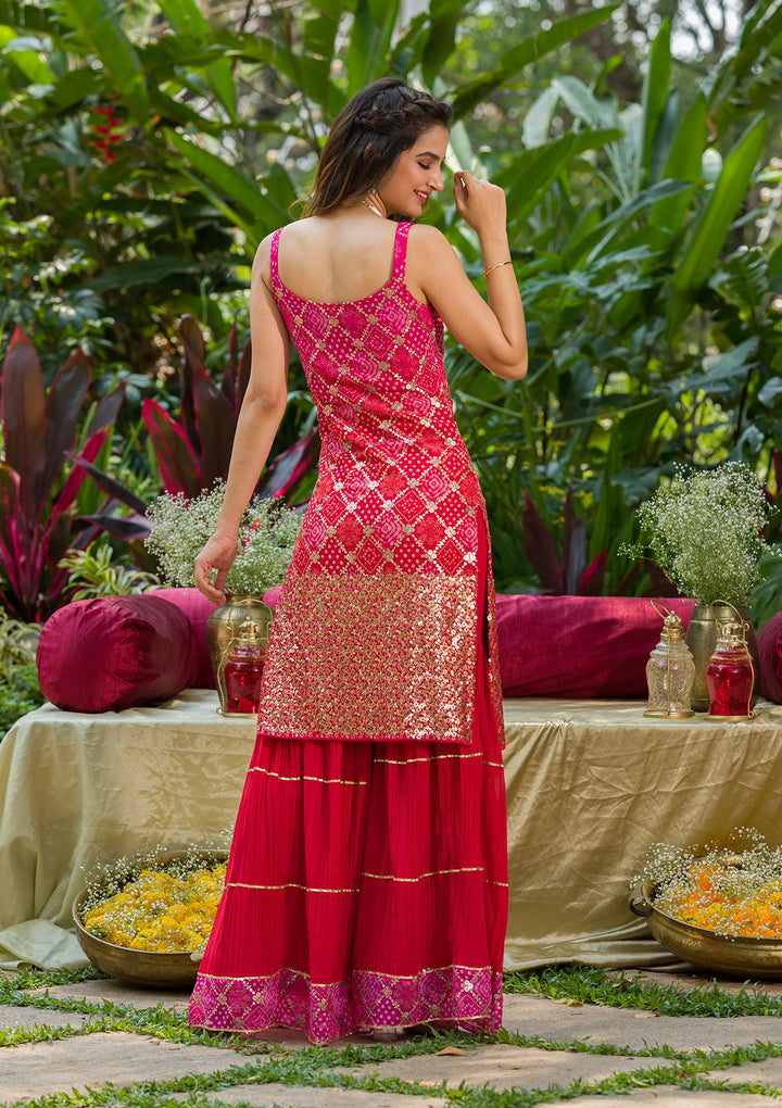 Pink Sequins Georgette Readymade Salwar Suit-Koskii