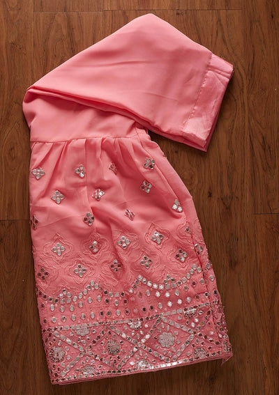Pink Sequins Georgette Designer Semi-Stitched Salwar Suit - koskii