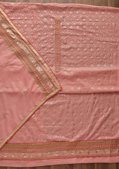 Pink Sequins Georgette Designer Semi-Stitched Salwar Suit - Koskii