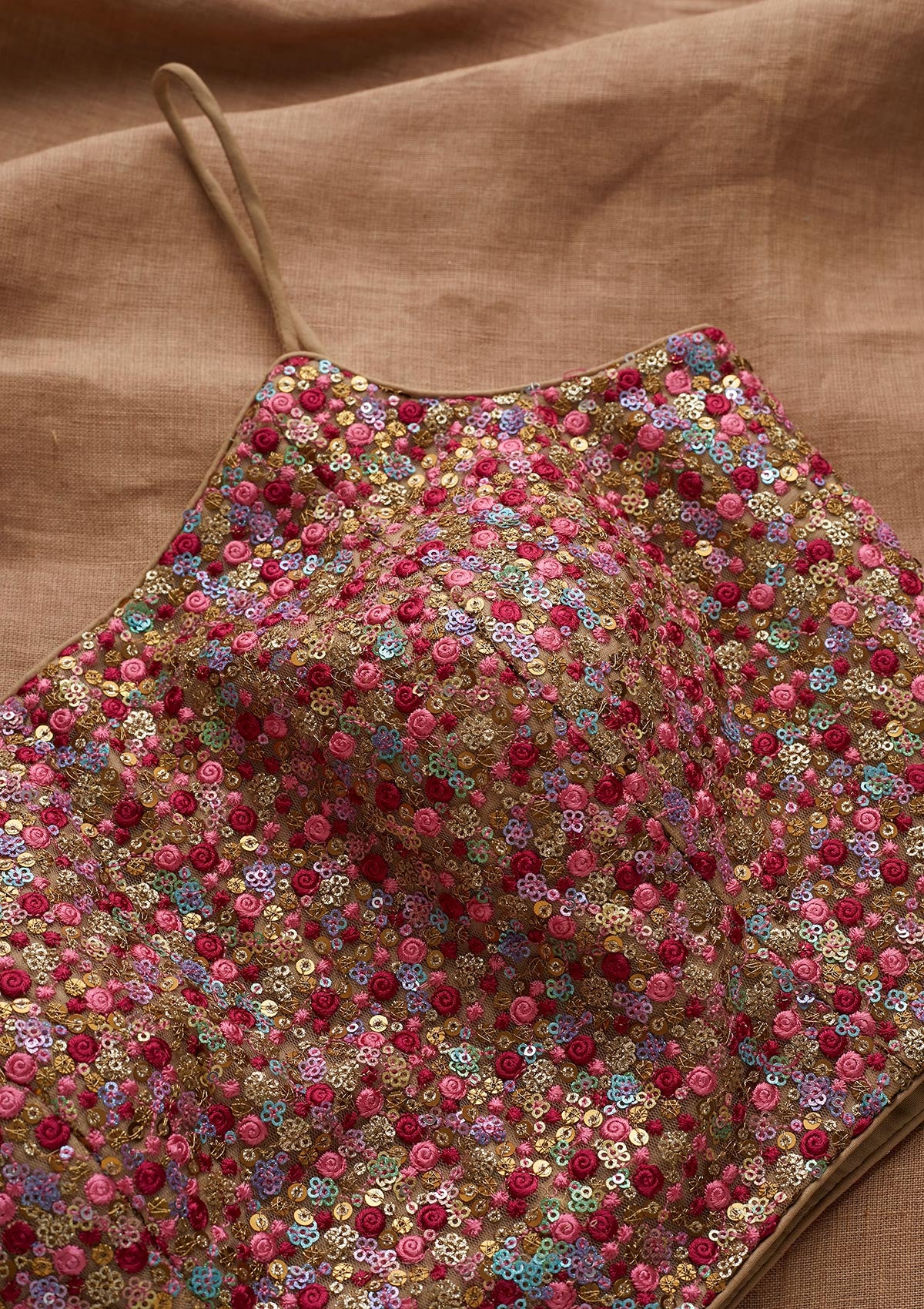 Pink Sequins Net Blouse - Koskii