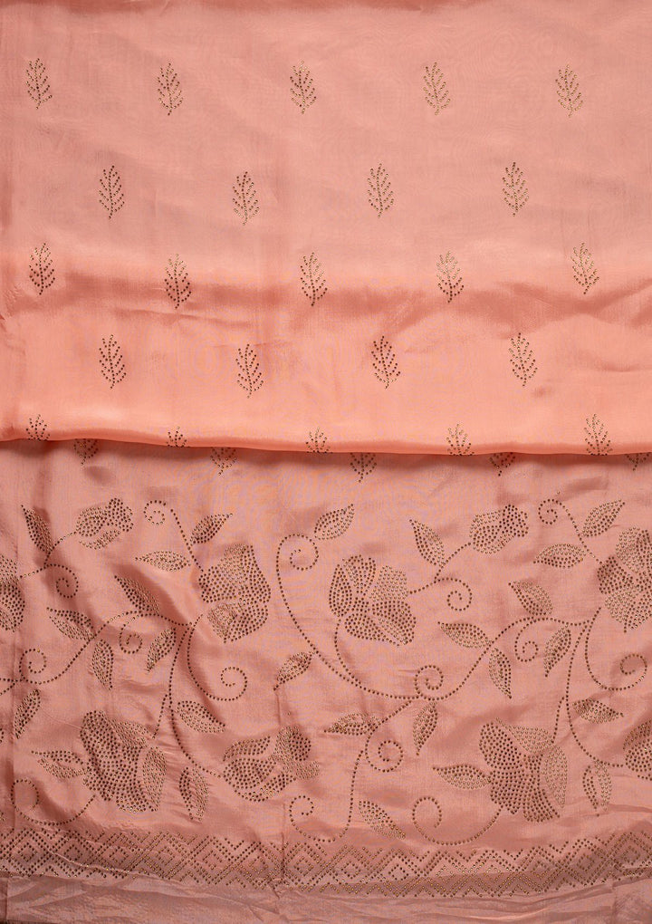 Pink Sequins Semi Crepe Designer Semi-Stitched Salwar Suit - koskii