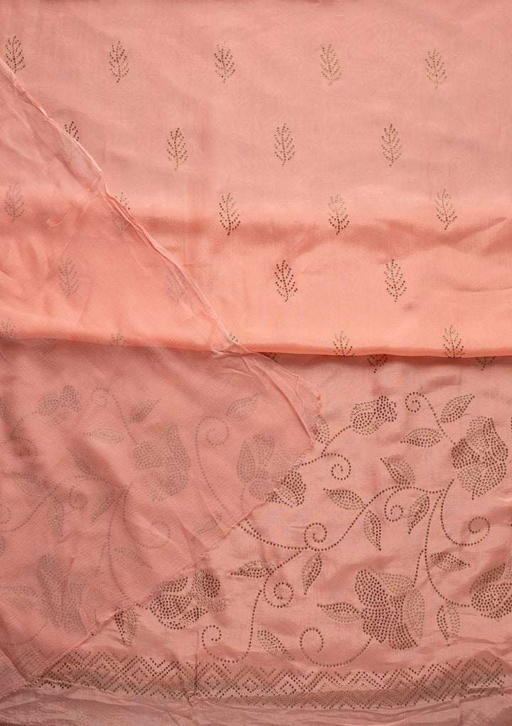 Pink Sequins Semi Crepe Designer Semi-Stitched Salwar Suit - koskii