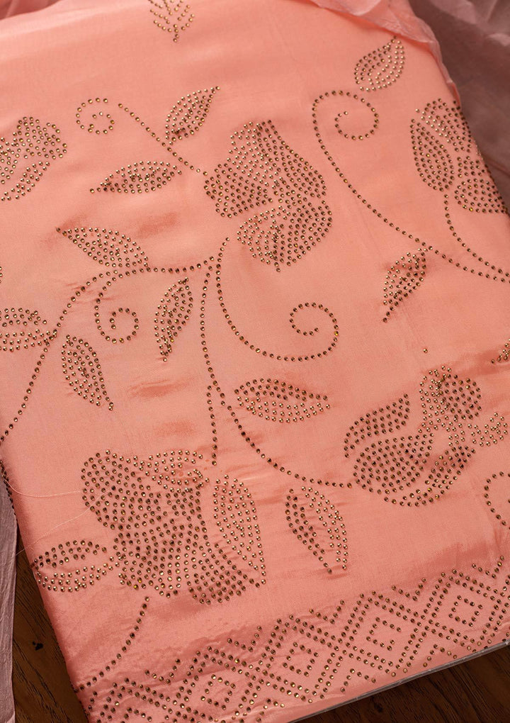 Pink Sequins Semi Crepe Designer Semi-Stitched Salwar Suit - koskii