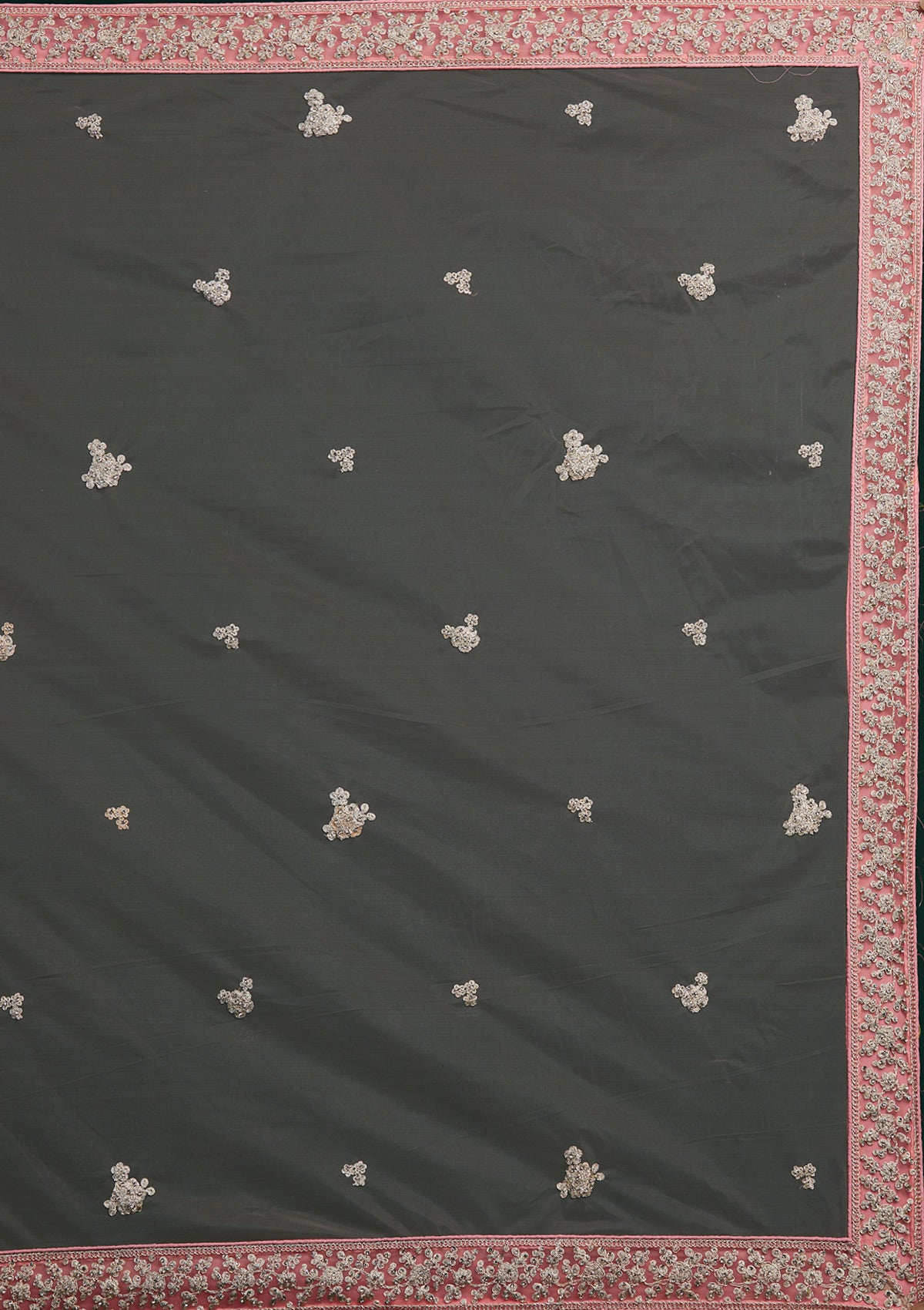 Pink Silver Stonework Net Designer Lehenga-Koskii