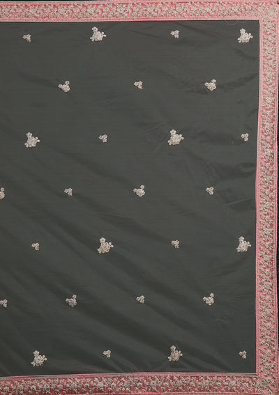 Pink Silver Stonework Net Designer Lehenga-Koskii