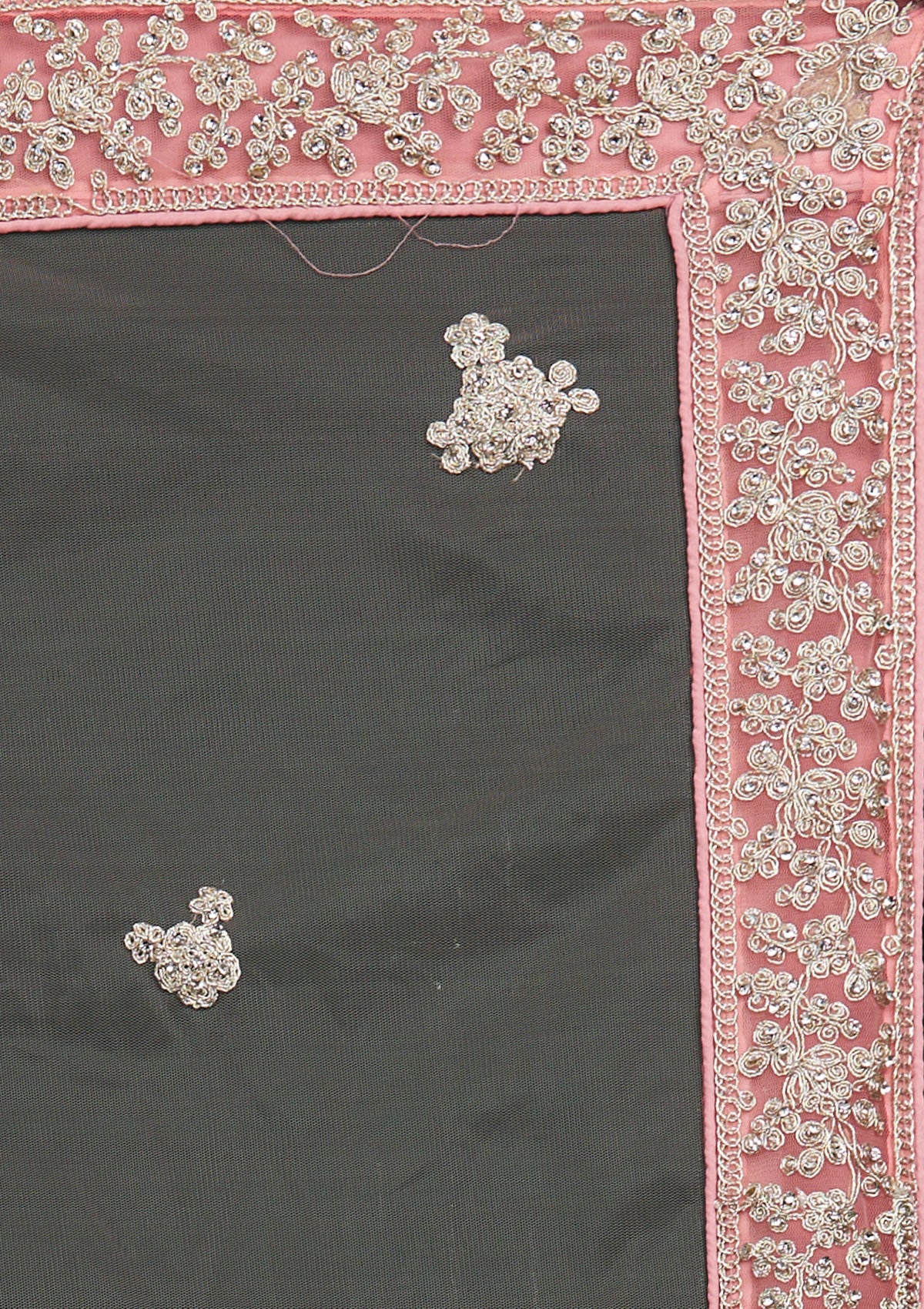 Pink Silver Stonework Net Designer Lehenga-Koskii