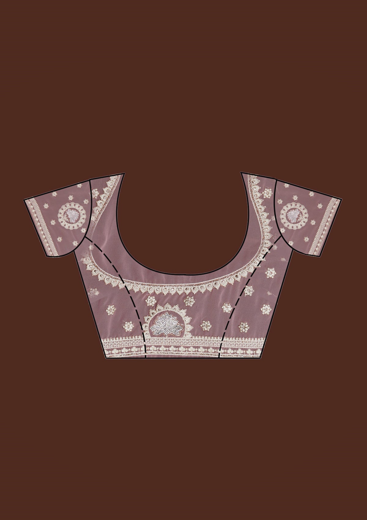 Pink Silver Stonework Net Saree-Koskii