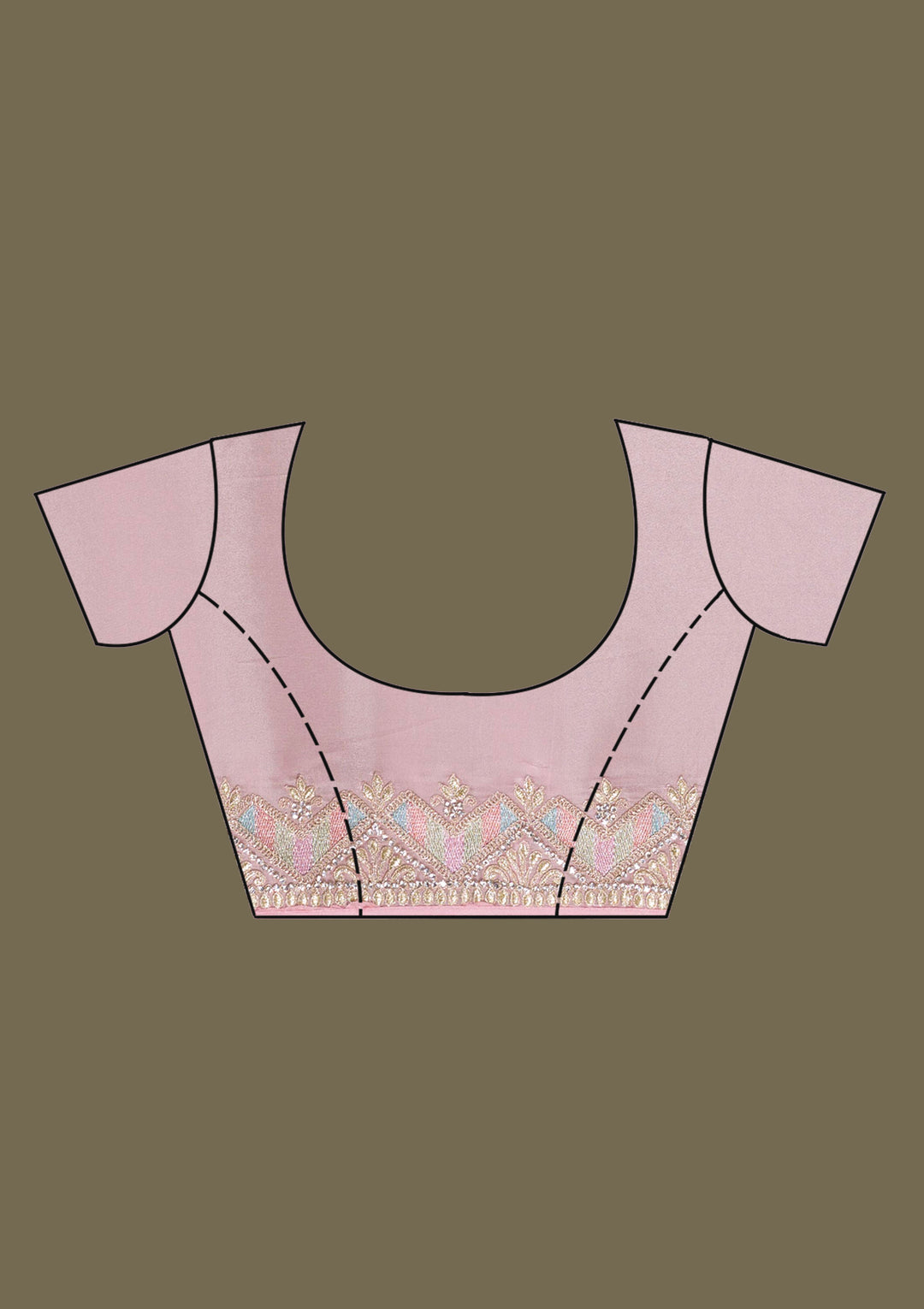 Pink Stonework Satin Saree-Koskii