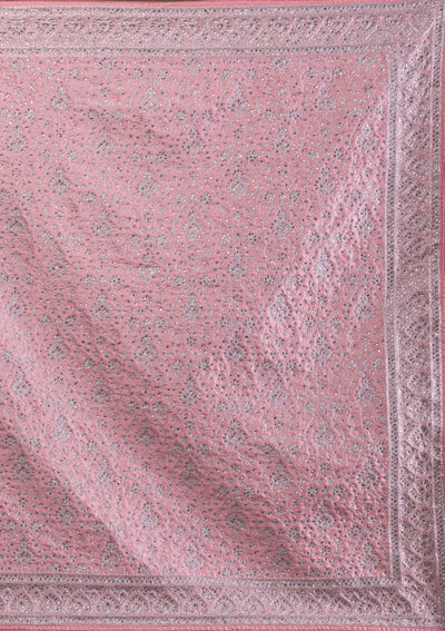 Pink Stonework Semi Crepe Saree-Koskii