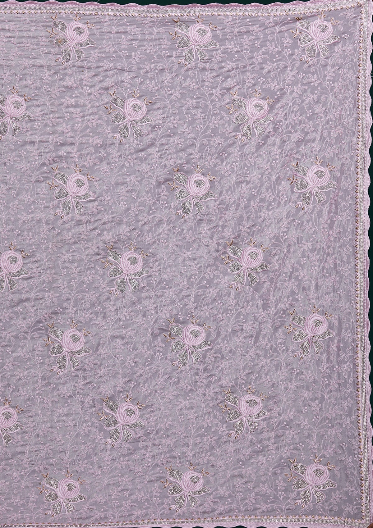 Pink Silver Stonework Tissue Saree - Koskii