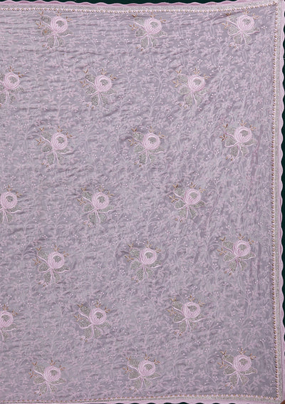 Pink Silver Stonework Tissue Saree - Koskii