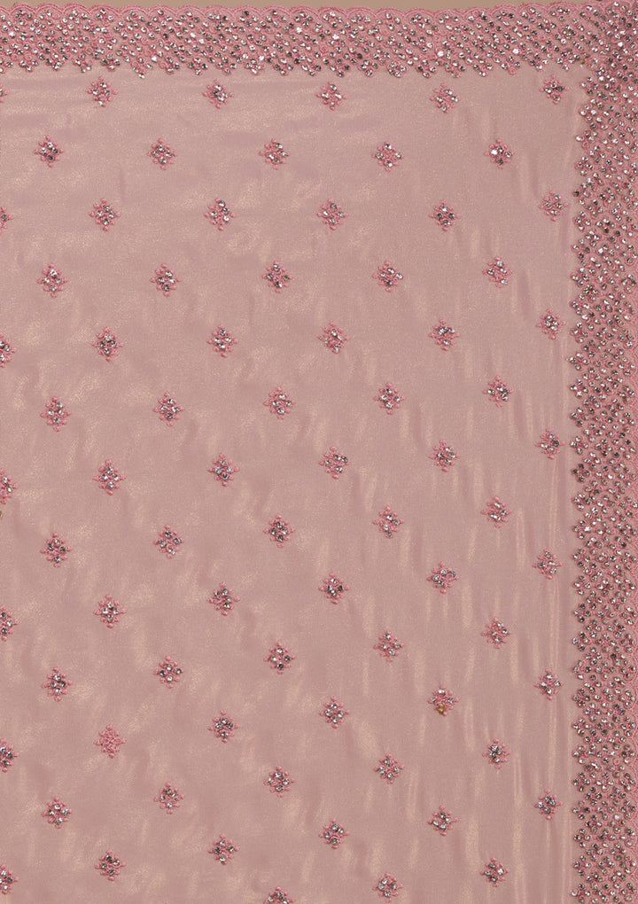 Pink Silver Stonework Georgette Saree-Koskii