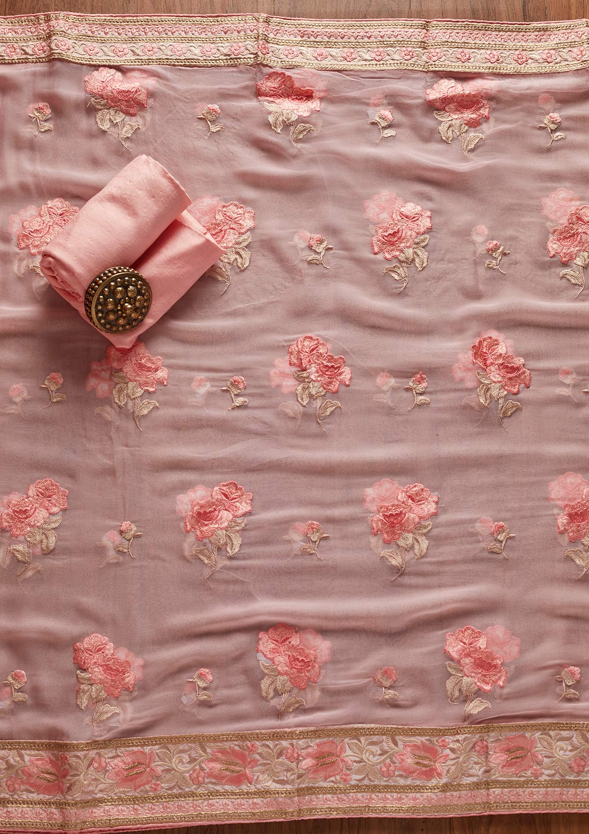 Pink Stonework Art Silk Designer Unstitched Salwar Suit - koskii
