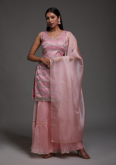 Pink Stonework Semi Crepe Designer Salwar Suit-Koskii
