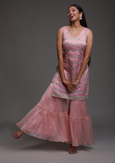 Pink Stonework Semi Crepe Designer Salwar Suit-Koskii